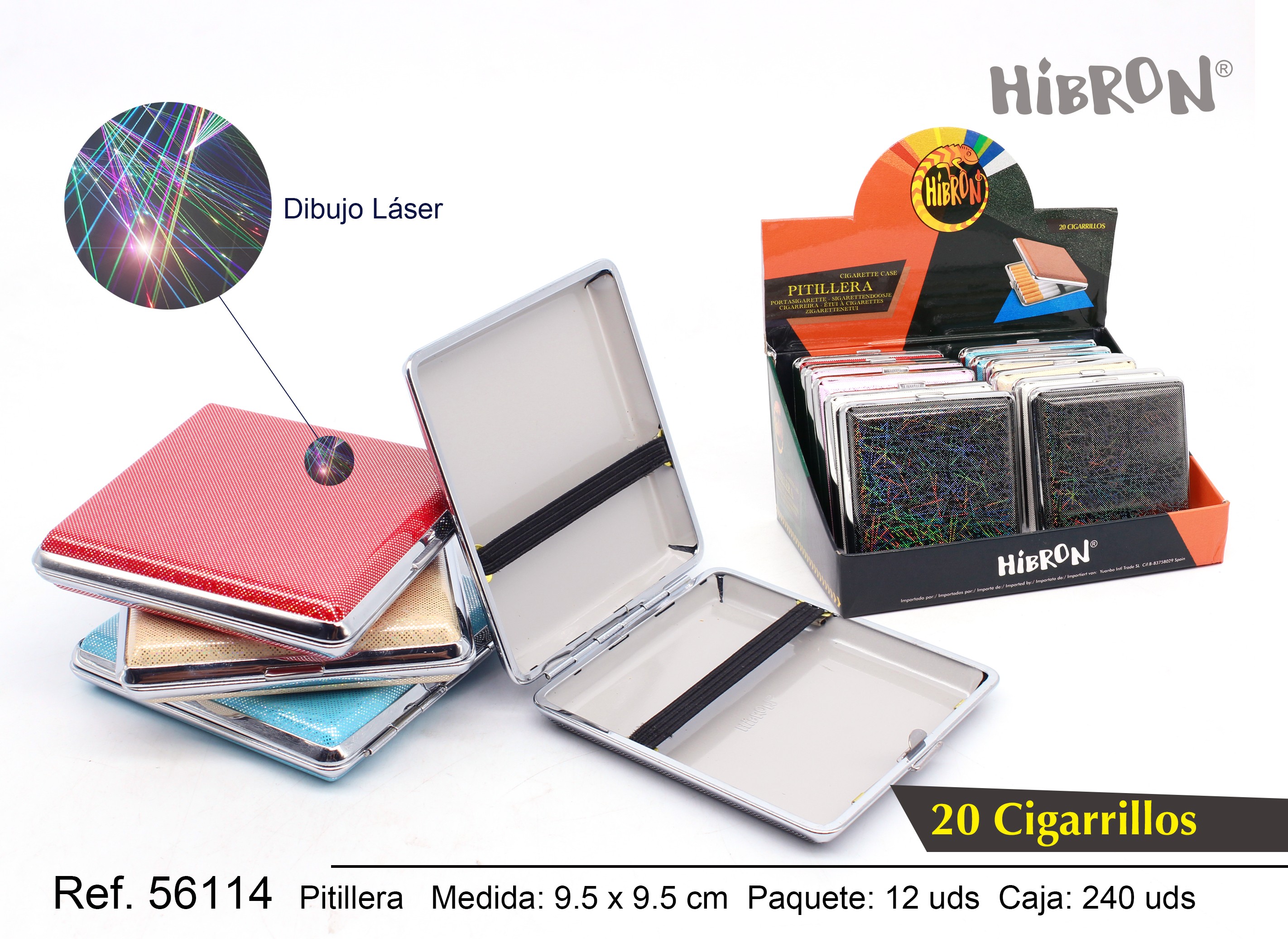 HIBRON, Estuche/Pitillera metalico para tabaco 14 cigarrillos