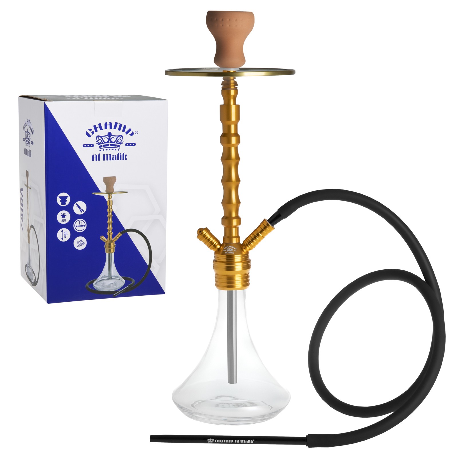  Cachimba Shisha Nargila Fumar Tubo de Agua Bong Vidrio Tabaco 1  Manguera Bowl Set Color Azul : Salud y Hogar
