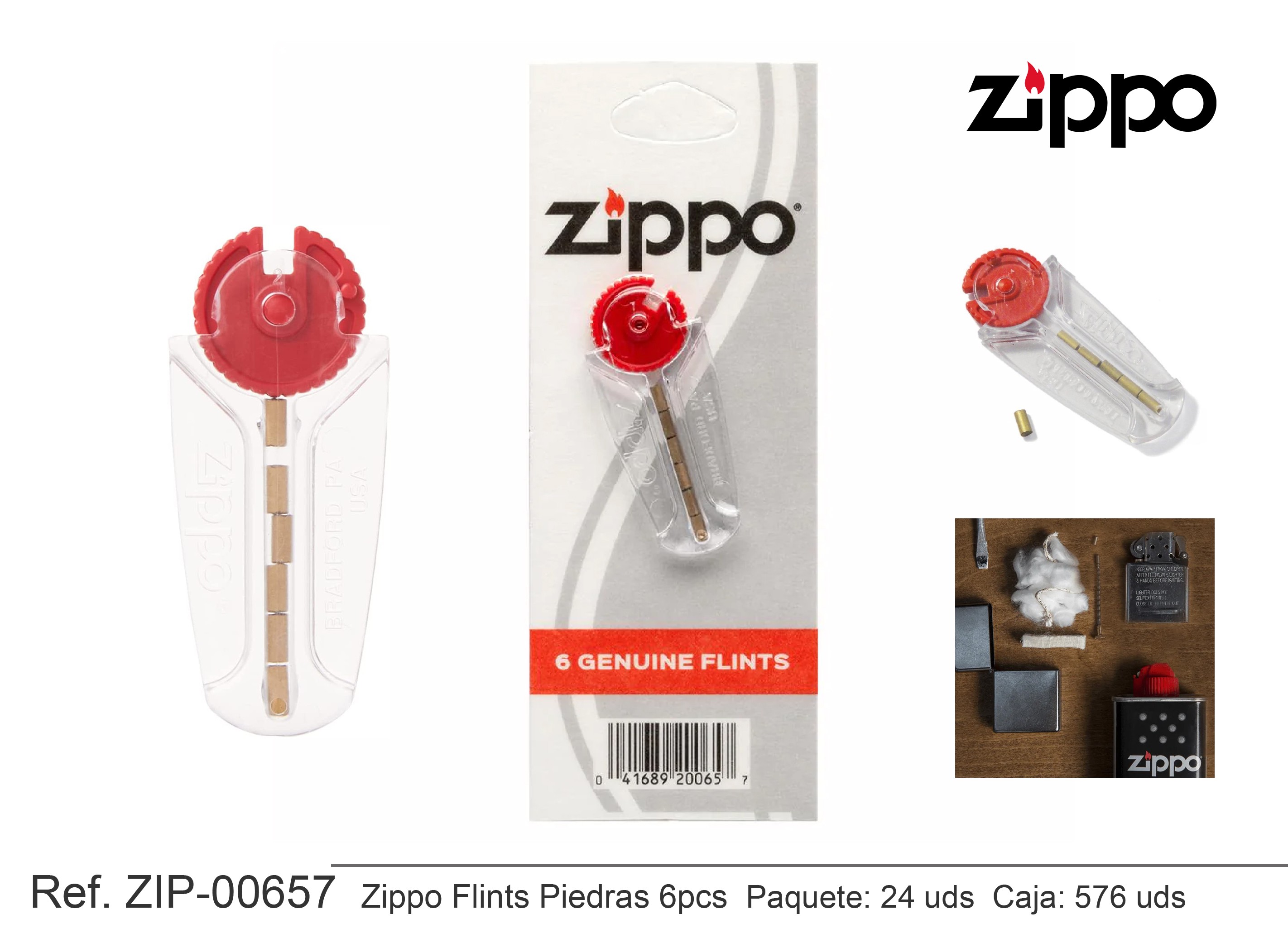 Piedras para mecheros Zippo 1p x 6 Flints (1caja-24p) 