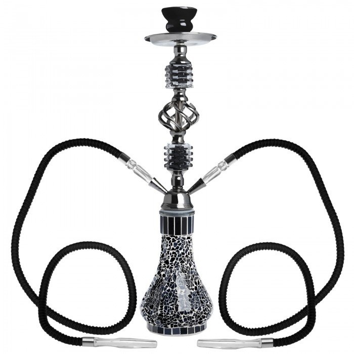 6-1p-Cachimba 2 mangueras 55cm  Negro