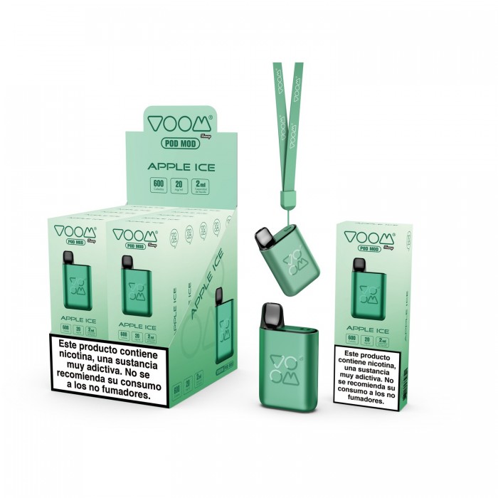 300-10p-VOOM Kit Recargable Apple lce 20mg/ml vape 600 puffs