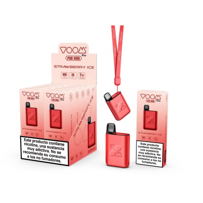 300-10p-VOOM Kit Recargable Strawberry lce 20mg/ml vape 600 puffs