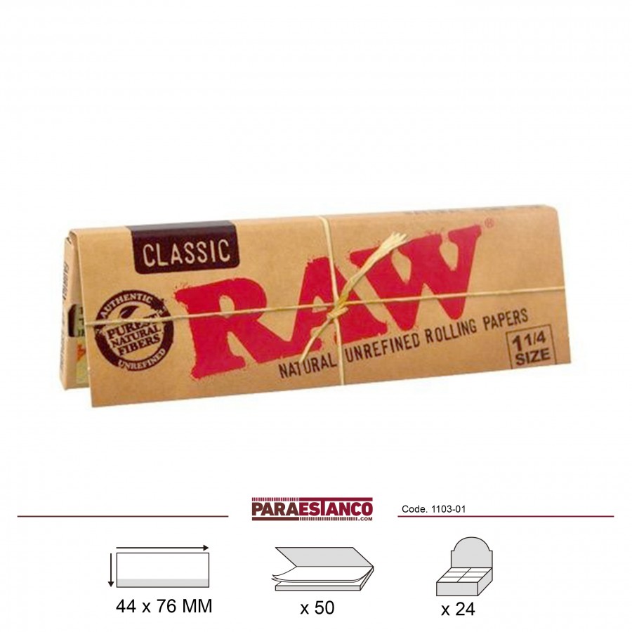  Raw Unrefined Classic 1.25 1 1/4 Tamaño Cigarrillo Papel de liar,  50 unidades (paquete de 4) : Salud y Hogar