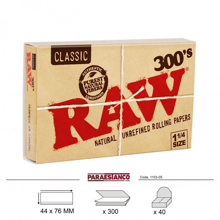 RAW CLASSIC 1¼ BLOC 300, BLOC DE 300 HOJAS