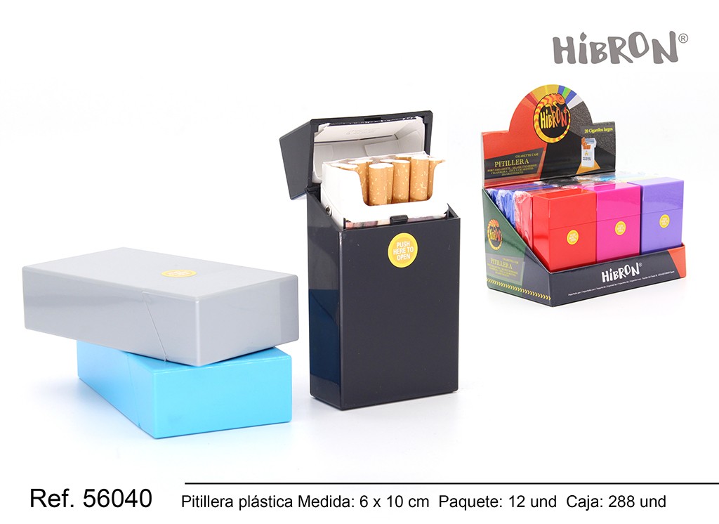 HIBRON, Estuche/Pitillera plastico para tabaco Cig 100mm, 56040,1x12 